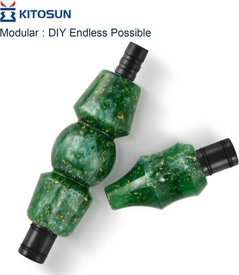 KITOSUN Hookah Hose Handle Mouthpiece Part - Hookah Accessories 100% Carbon Fiber Sleeve Shisha Handle with Resin Mouth Pieces Ergonomic Designed Universal Elegant (Green & Gold Flakes) - Image 4
